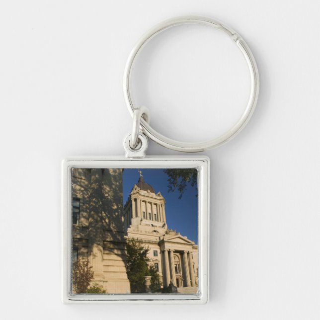 Kanada, Manitoba, Winnipeg: Manitoba Legislative Fyrkantig Silverfärgad Nyckelring (Framsidan)