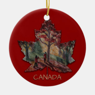 Kanada Maple Löv Art Ornaments Anpassningsbar Julgransprydnad Keramik