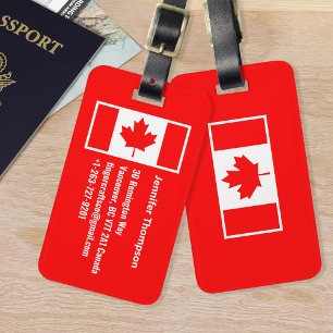 Kanada Maple Löv Canada Flagga Monogram Bagagebricka