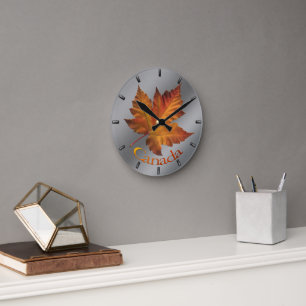 Kanada Maple Löv Clock Canada Souvenir Wall Clock Rund Klocka