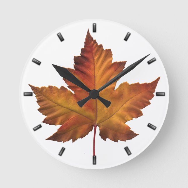 Kanada Maple Löv Clock Canada Souvenir Wall Clock Rund Klocka (Framsida)