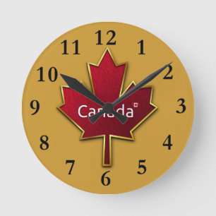 Kanada Maple Löv Clock Rund Klocka
