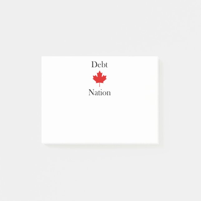 Kanada Maple Löv Debt Nation Light-Färg Post-it Block (Framsida)