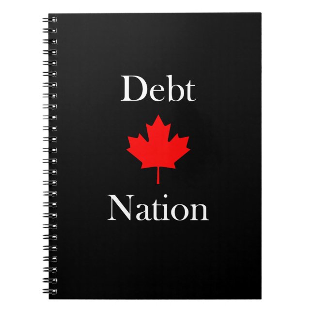Kanada Maple Löv Debt Nation Mörk Färg Anteckningsbok (Framsidan)