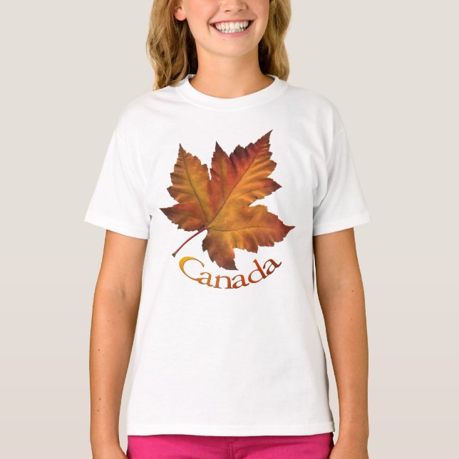 Kanada Maple Löv Girl's T-shirt Canada Souvenir (Framsida)