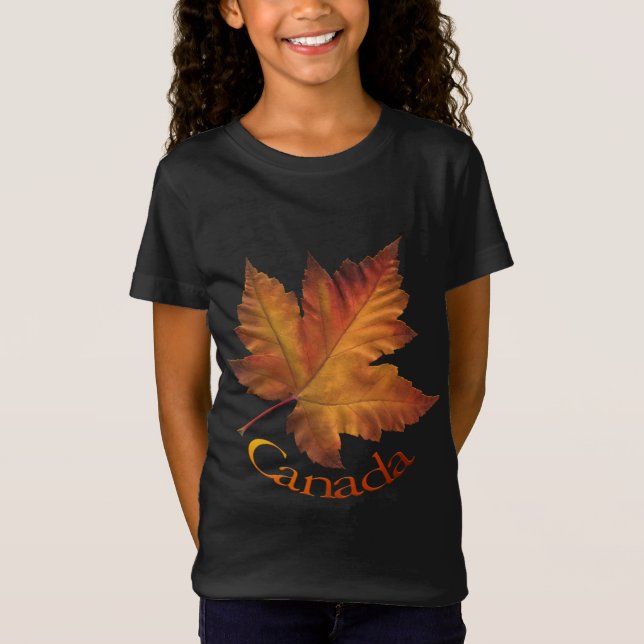 Kanada Maple Löv Girl's T-shirt Canada Souvenir (Framsida)