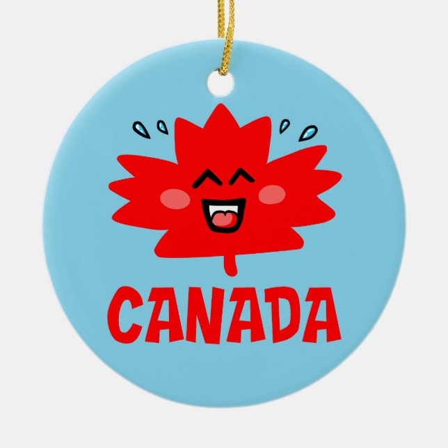 Kanada Maple Löv Julgransprydnad Keramik (Framsidan)