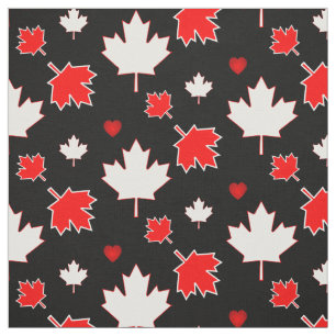 Kanada Maple Löv med Hearts on Black Tyg