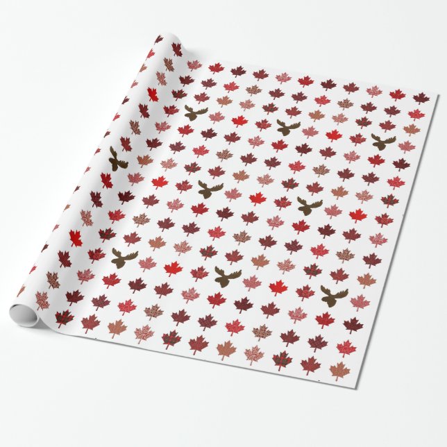 Kanada Maple Löv och Moose Presentpapper (Utrullad)