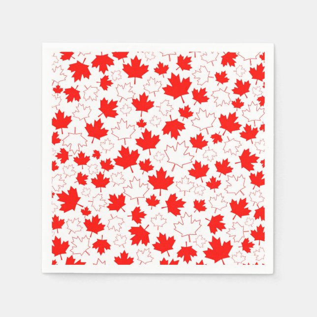 Kanada Maple Löv Red White Random Mönster Pappersservett (Framsidan)