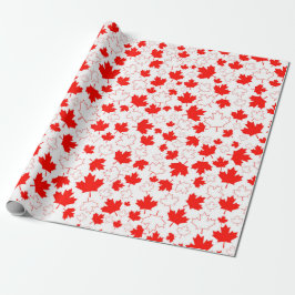 Kanada Maple Löv Red White Random Mönster Presentpapper