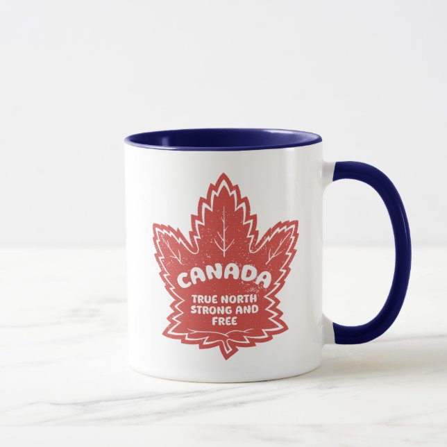 Kanada Maple Löv sann nord stark och fri Mugg (Höger)