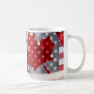 Kanada med Amerika flaggor Kaffemugg