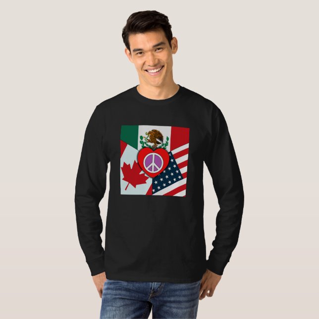 Kanada-Mexiko-USA Unisex Långärmad T-Shirt (Hel framsida)