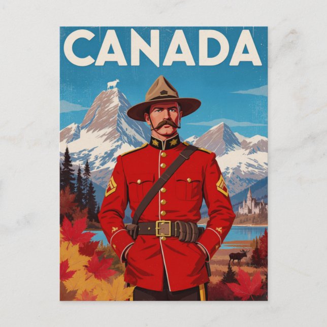Kanada Mountie Vintage Konst Vykort (Framsida)