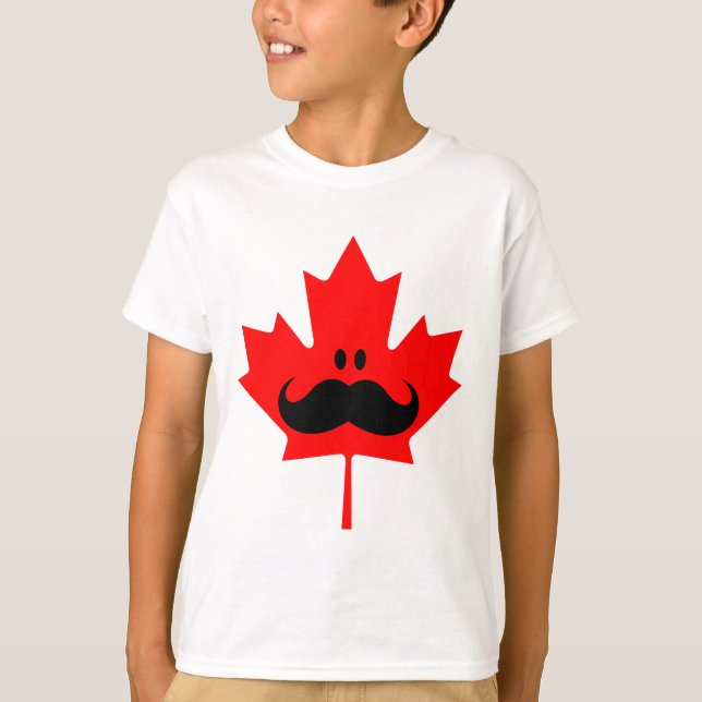 Kanada mustasch - en mustasch på röd lönn tee shirt (Framsida)
