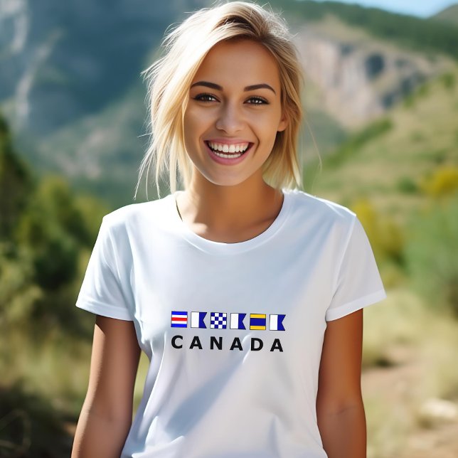 Kanada Nautical Signal Sailing Flaggor Light-Färg T Shirt (Skapare uppladdad)