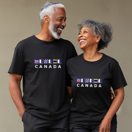 Kanada Nautical Signal Sailing Flaggor Mörk Färg T Shirt