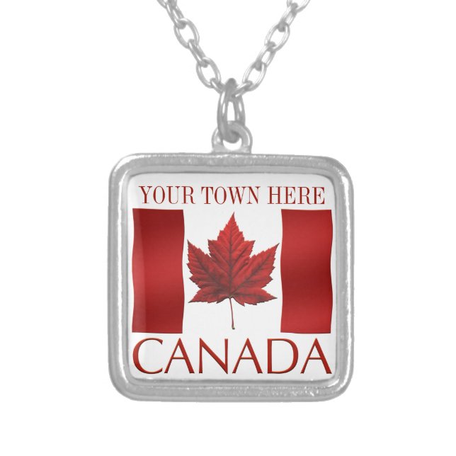 Kanada Necklace Canada Flagga Souvenir Necklaces Silverpläterat Halsband (Framsidan)