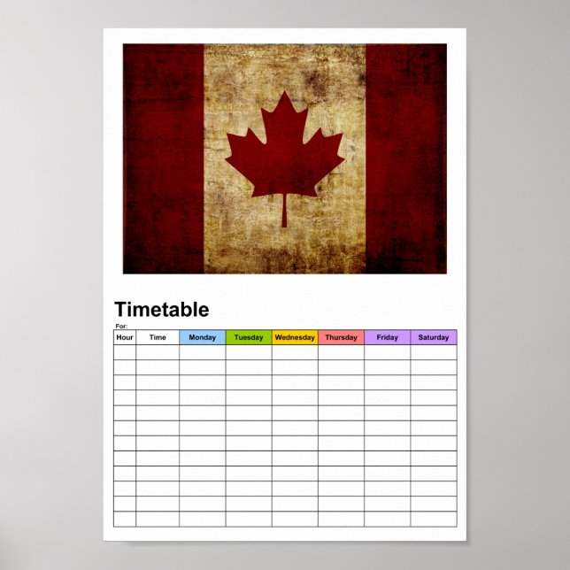 Kanada/nedsmutsad flagga / Tidtabell Poster (Framsidan)