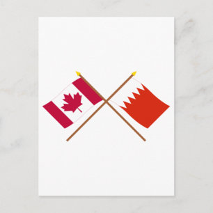 Kanada och Bahrain Crossed Flaggor Vykort
