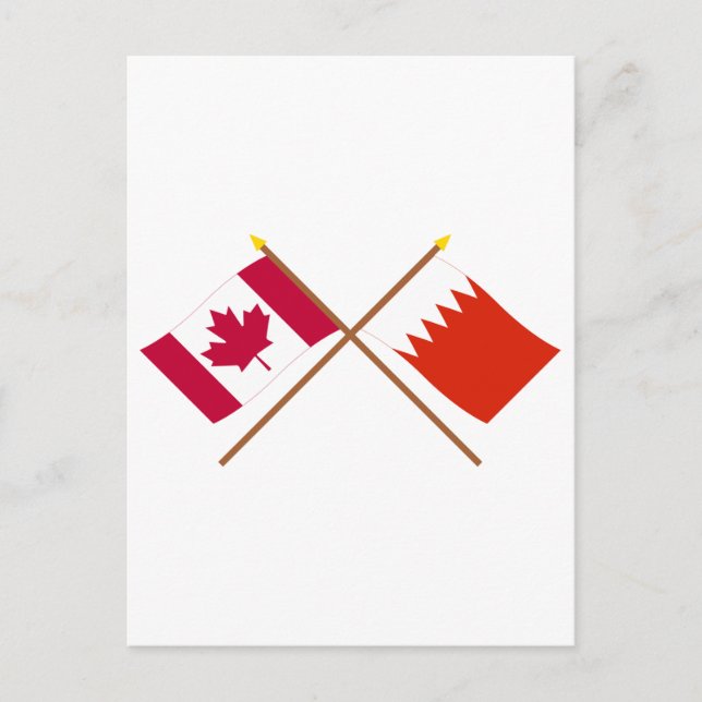 Kanada och Bahrain Crossed Flaggor Vykort (Framsida)