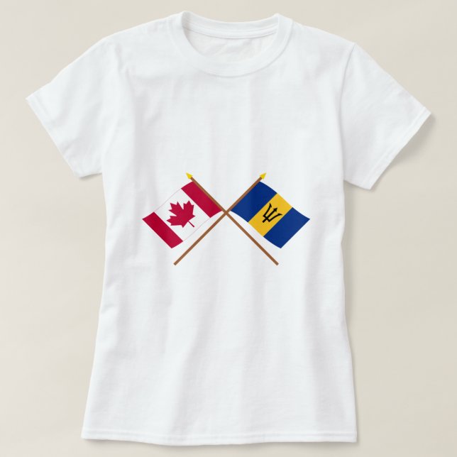 Kanada och Barbados korsad flaggor Tee (Design framsida)
