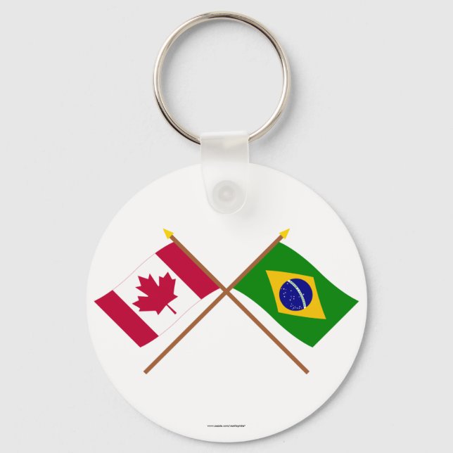 Kanada och Brasilien Crossed Flaggor Nyckelring (Framsida)