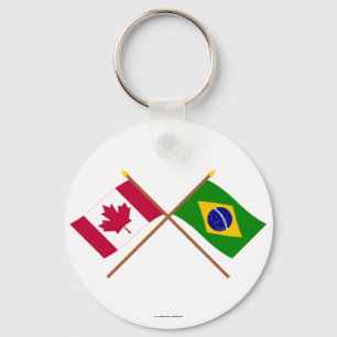 Kanada och Brasilien korsad flaggor Nyckelring