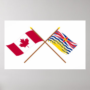 Kanada och British Columbia Crossed Flaggor Poster
