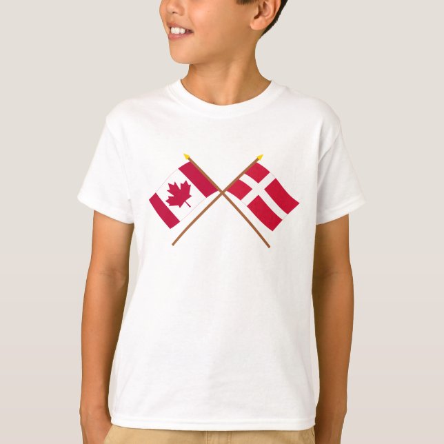 Kanada och Danmark Crossed Flaggor T Shirt (Framsida)