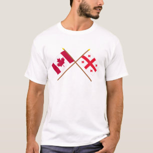 Kanada och Georgia republik korsad flaggor T Shirt