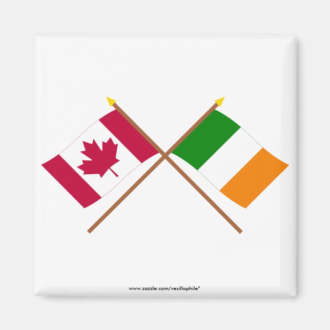 Kanada och Irland Crossed Flaggor Magnet (Framsidan)