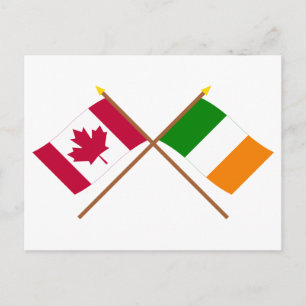Kanada och Irland Crossed Flaggor Vykort