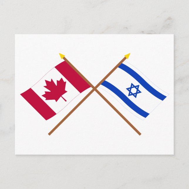 Kanada och Israel Crossed Flaggor Vykort (Framsida)
