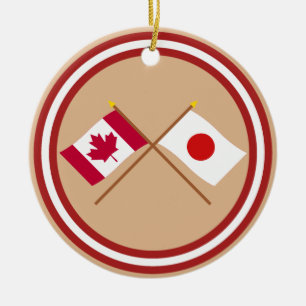 Kanada och Japan korsad flaggor Julgransprydnad Keramik
