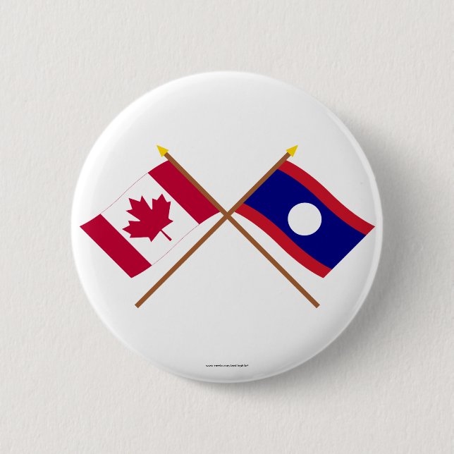Kanada och Laos korsad flaggor Knapp (Framsida)