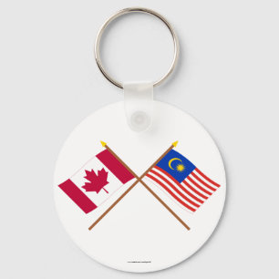 Kanada och Malaysia korsad flaggor Nyckelring