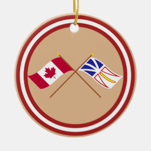 Kanada och Newfoundland korsad flaggor Julgransprydnad Keramik