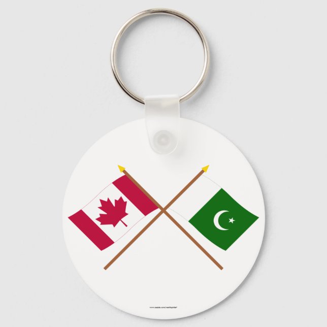 Kanada och Pakistan Crossed Flaggor Nyckelring (Framsida)