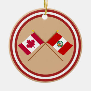 Kanada och Peru korsad flaggor Julgransprydnad Keramik