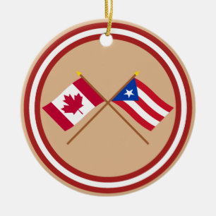 Kanada och Puerto Rico korsad flaggor Julgransprydnad Keramik