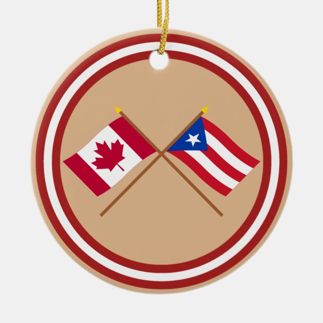Kanada och Puerto Rico korsad flaggor Julgransprydnad Keramik (Framsidan)