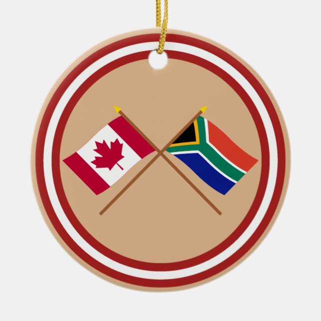 Kanada och Sydafrika korsad flaggor Julgransprydnad Keramik (Framsidan)
