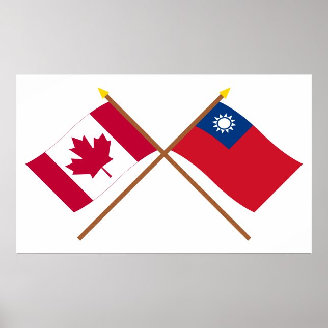 Kanada och Taiwan Crossed Flaggor Poster (Framsidan)