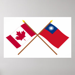 Kanada och Taiwan korsad flaggor Poster