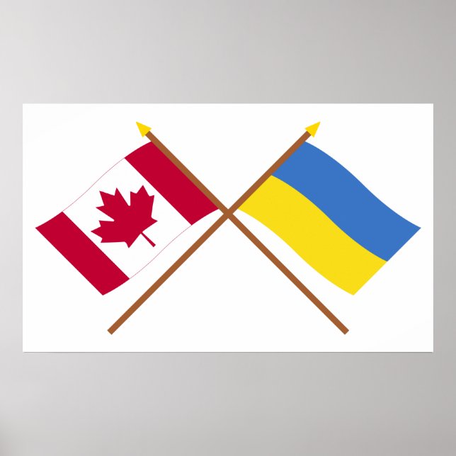 Kanada och Ukraina Crossed Flaggor Poster (Framsidan)
