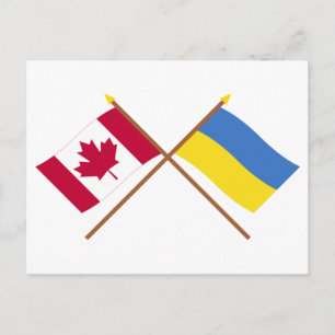 Kanada och Ukraina Crossed Flaggor Vykort