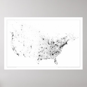 Kanada och United States folkräkning Dotmap Poster