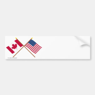 Kanada och United States korsad flaggor Bildekal
